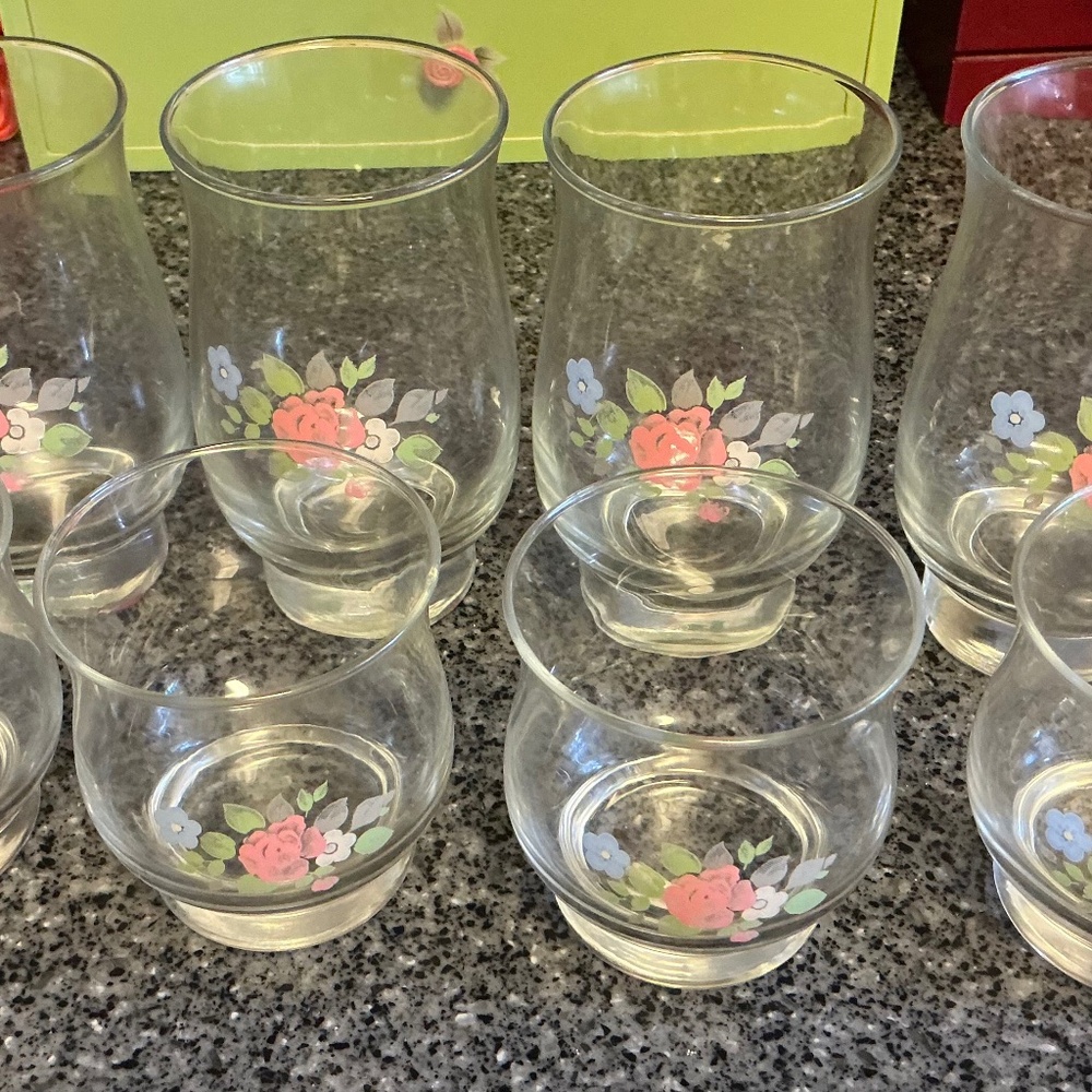 Pfaltzgraff tea rose set of 8 glasses